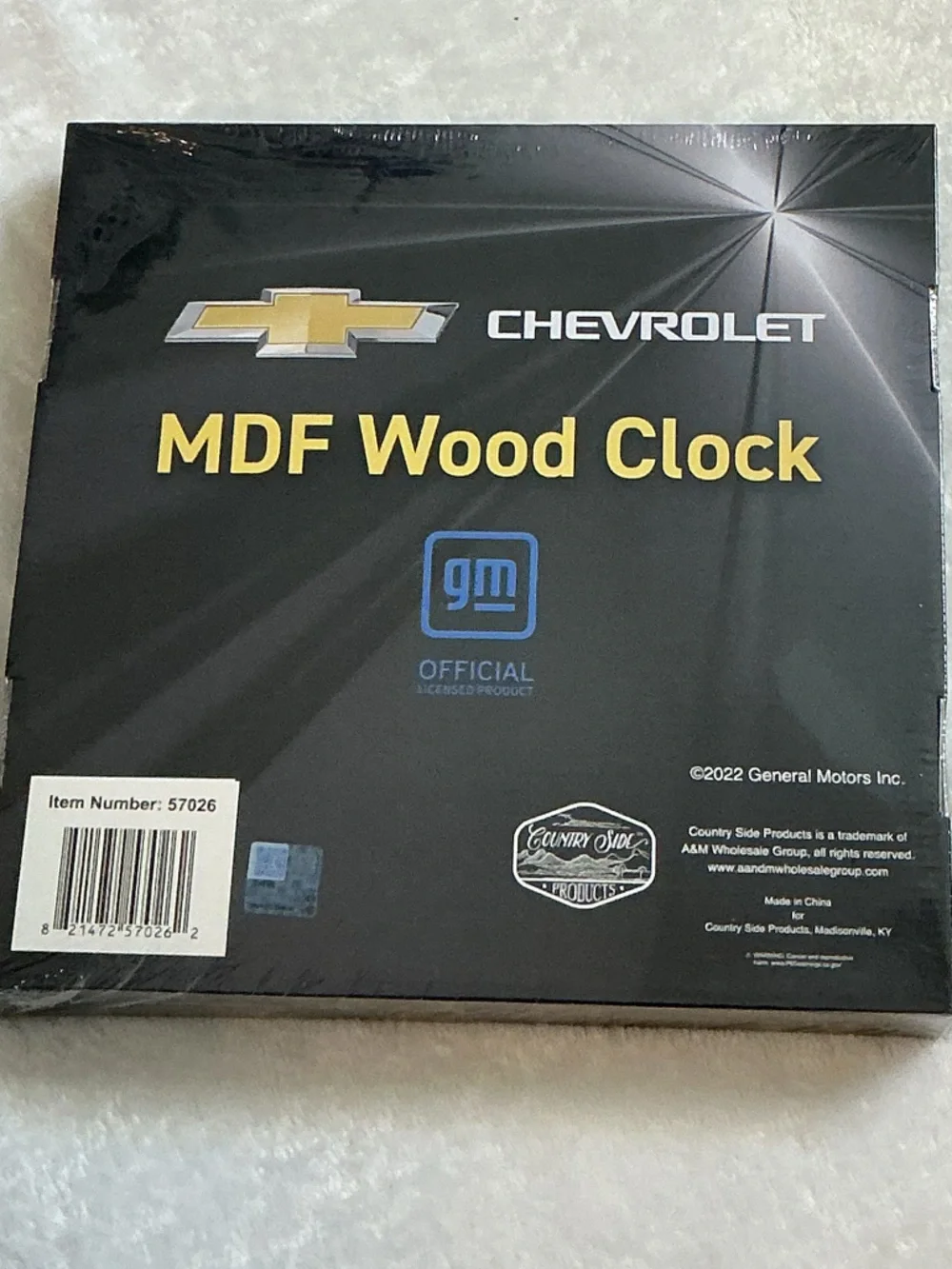 New in box wrapped in plastic 1957 Bel Air MDF Wood Clock - Black with Red